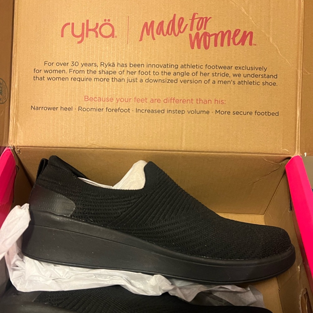 Ryka Women's Black Knit Slip-On Sneakers
